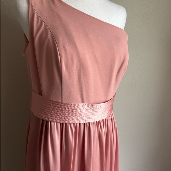 NWT White Vera Wang Ballet Pink Satin One Shoulder Bridesmaid Dress Womens 12 - Picture 2 of 9